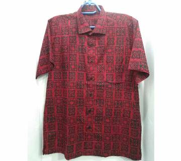 Cotton Printed Red Half Sleeve Shirt