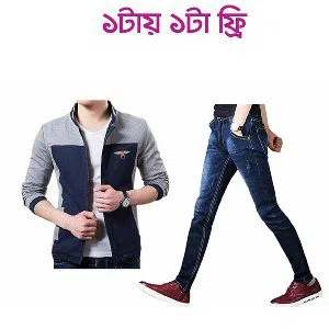 gents regular fit cotton jacket (Gents Semi Narrow Fit Stretchable Jeans Pant  Free)
