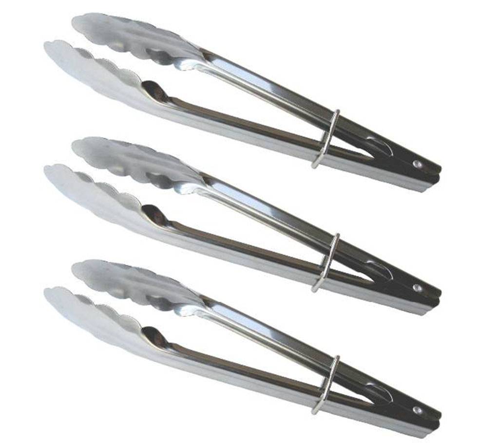 3 Stainless Steel Clam Shell Food Service Tongs বাংলাদেশ - 615043