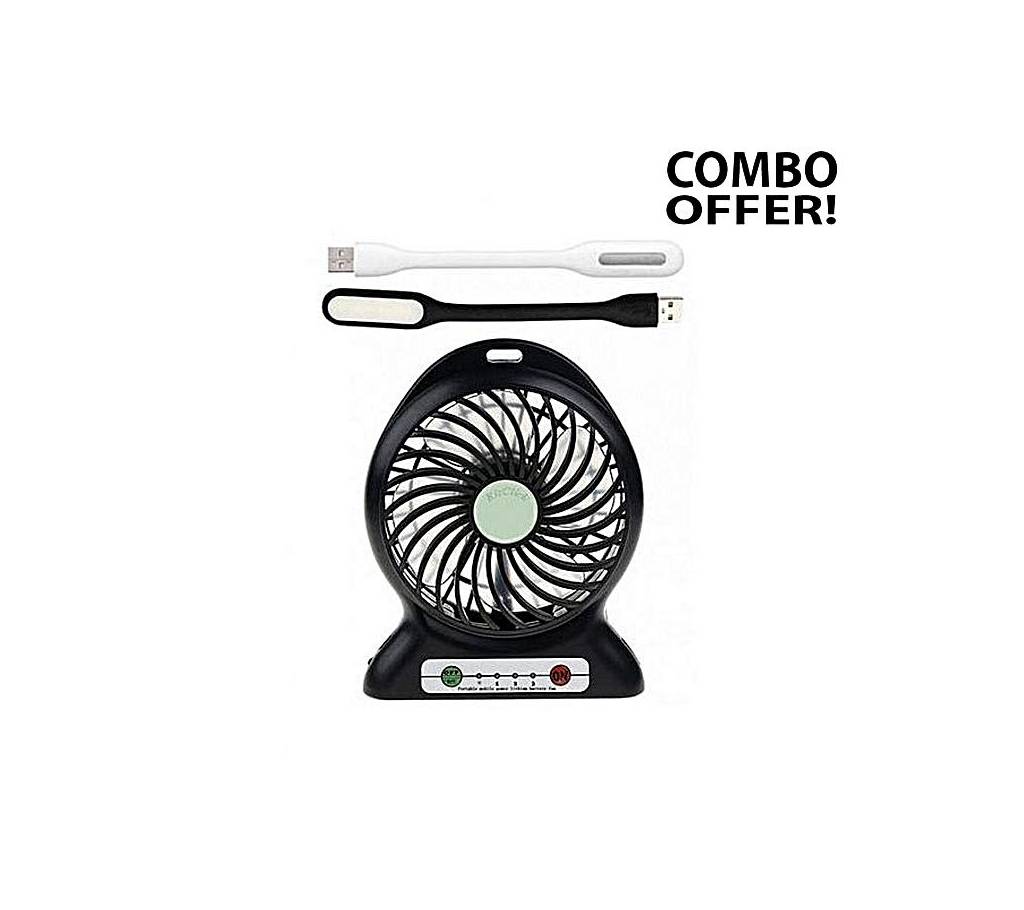 Combo Of Rechargeable Mini Fan With 2 Piece USB Light বাংলাদেশ - 724204