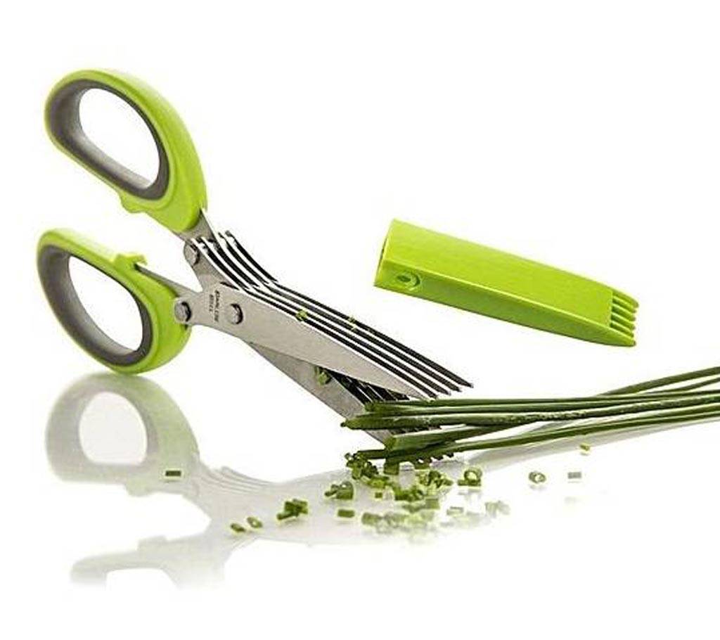 Stainless Steel 5 Blade Kitchen Scissors - Green বাংলাদেশ - 669094