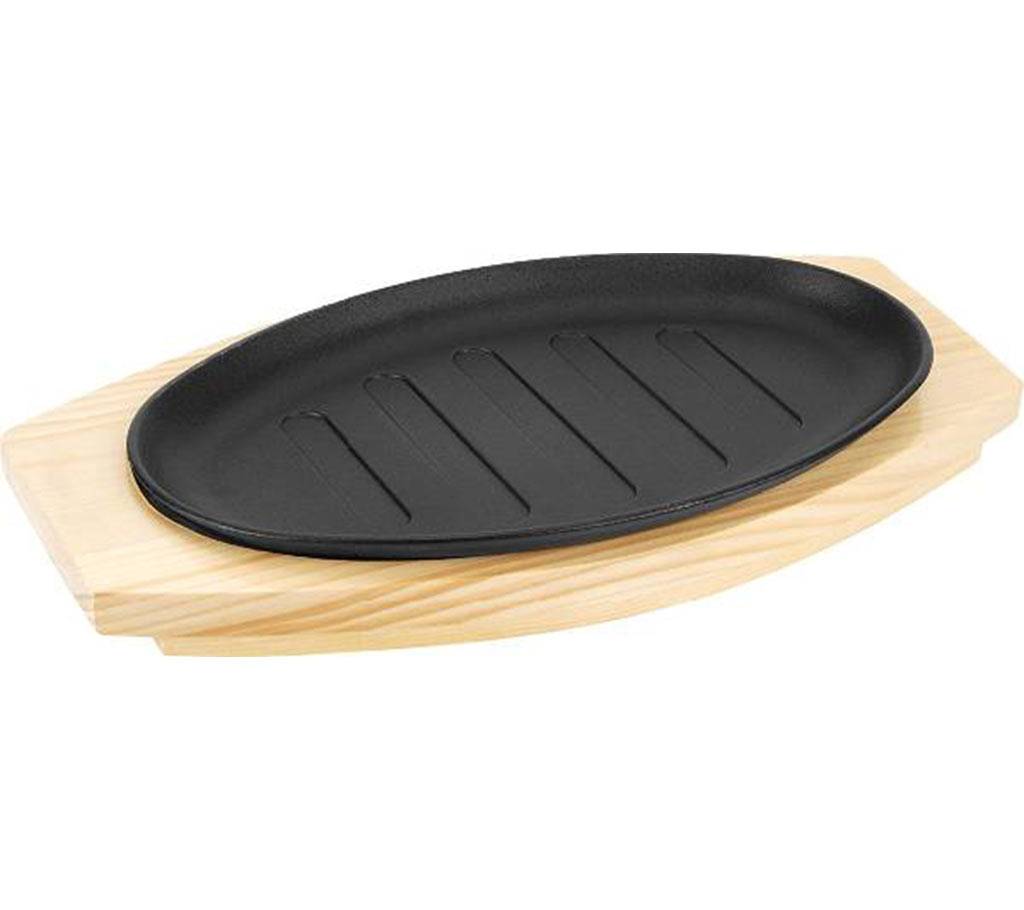 Cast Iron Sizzler Hot Serving Dish With WoodenTray বাংলাদেশ - 613593