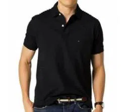 Half Sleeve Solid Color Polo Shirt For Men - Dark Black 