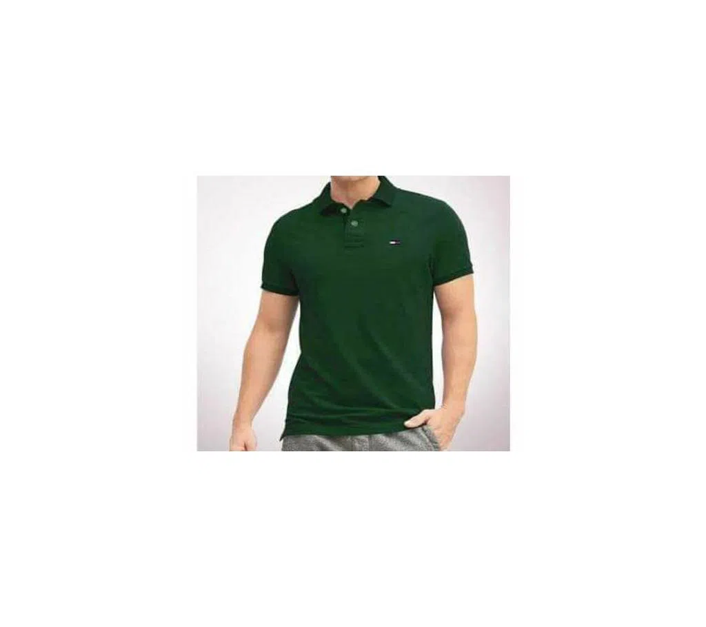 Half Sleeve Solid Color Polo Shirt For Men Green 