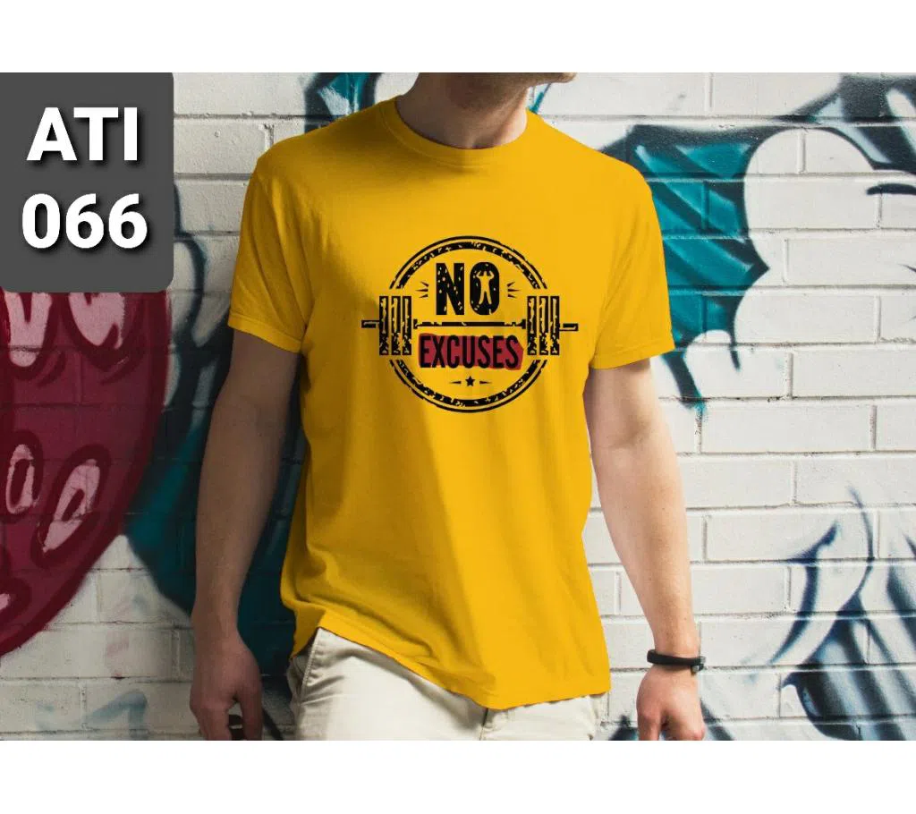 Half Sleeve T Shirt For Men - Yellow 