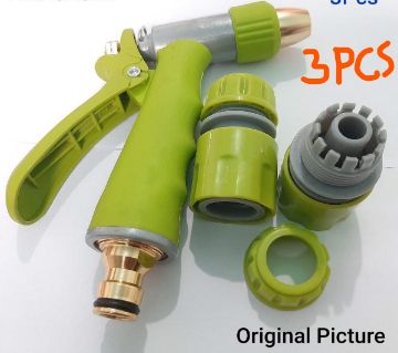 Water Pipe Connectors and Spray Gun 3Pcs for Garden, Irrigation, Car washer Pipe Fitting Adapter Coupling.