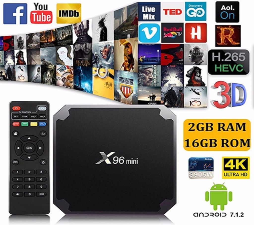 Smart X96 মিনি অ্যান্ড্রয়েড টিভি বক্স, Wi-Fi, 2GB RAM, 16GB ROM for CRT TV, LCD TV, LED TV, Monitor, Projectors. বাংলাদেশ - 1079724