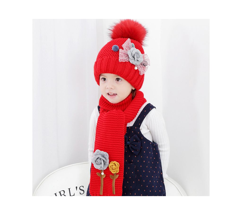 কিডস বিনি সেট  Knit Winter Hat & Scarf বাংলাদেশ - 1190219