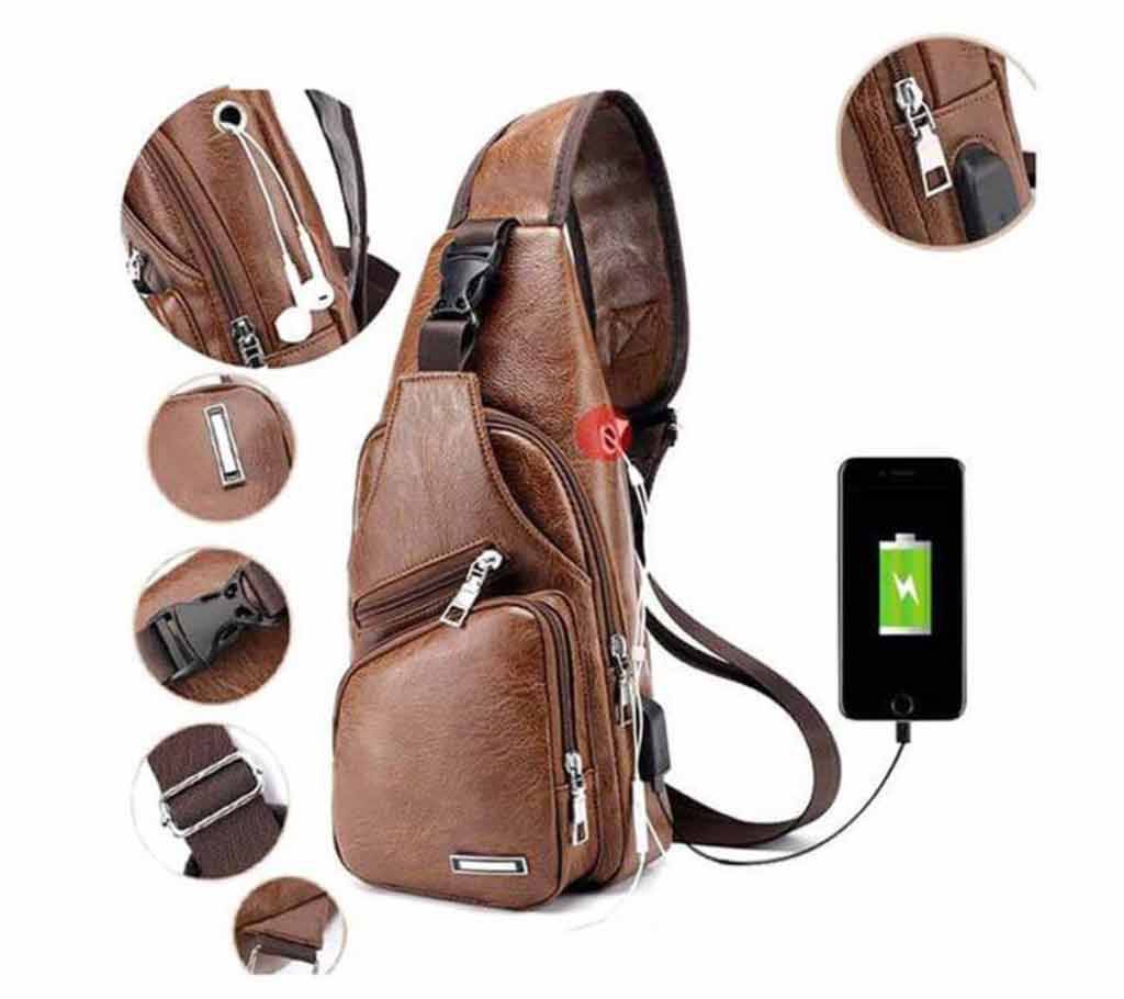 HAODIER Crossbody Leather Backpack - Brown বাংলাদেশ - 989602