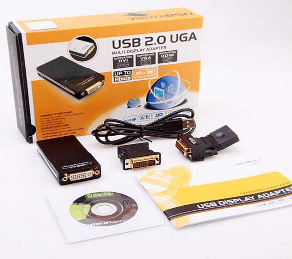 USB 2.0 UGA to VGA DVI HDMI মাল্টি-ডিসপ্লে এডাপটার বাংলাদেশ - 724521