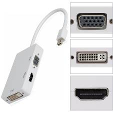 Mini Display to HDMI +VGA+DVI Adapter Cable