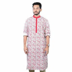 White all over printed Panjabi for Men by Ritzy