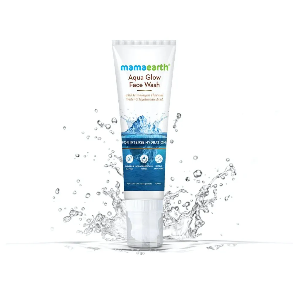 Mamaearth Aqua Glow Face Wash With Himalayan Thermal Water and Hyaluronic Acid for Intense Hydration  100ml India 