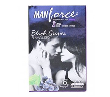 Manforce Black  গ্রেপস ফ্লেভার ডটস অ্যান্ড রিবস কনডম 10 Pcs INDIAN