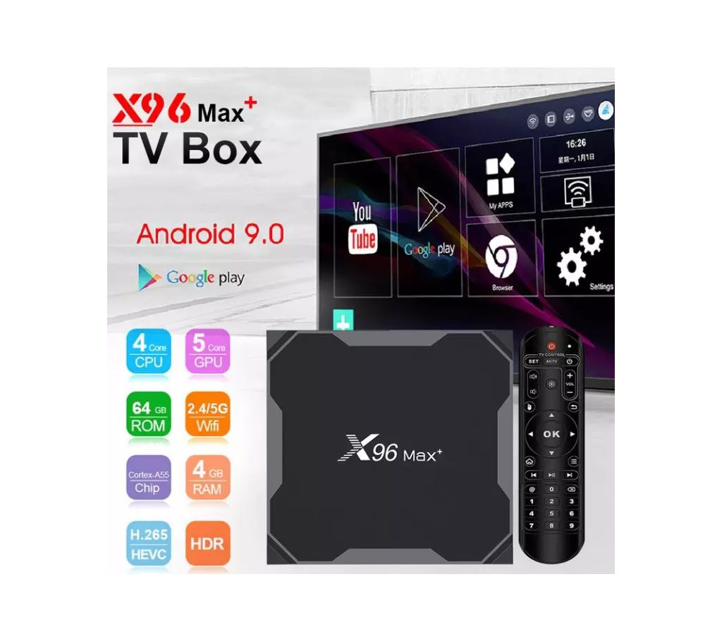 X96 Max+ এন্ড্রয়েড টিভি বক্স 9.0 Amlogic S905X3 4GB RAM 32GB ROM 2.4G/5.8G WiFi 1000M LAN Bluetooth 4.0 H.265 HDR 3D 4K 60fps with 2.4G Voice Remote C বাংলাদেশ - 1178275