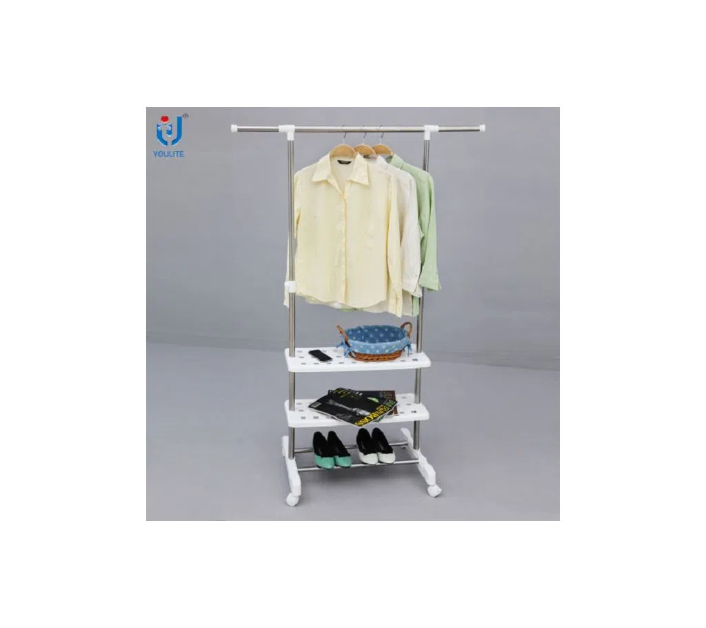 MultiFunctional Single Rod Clothes Hanger with Wheels
