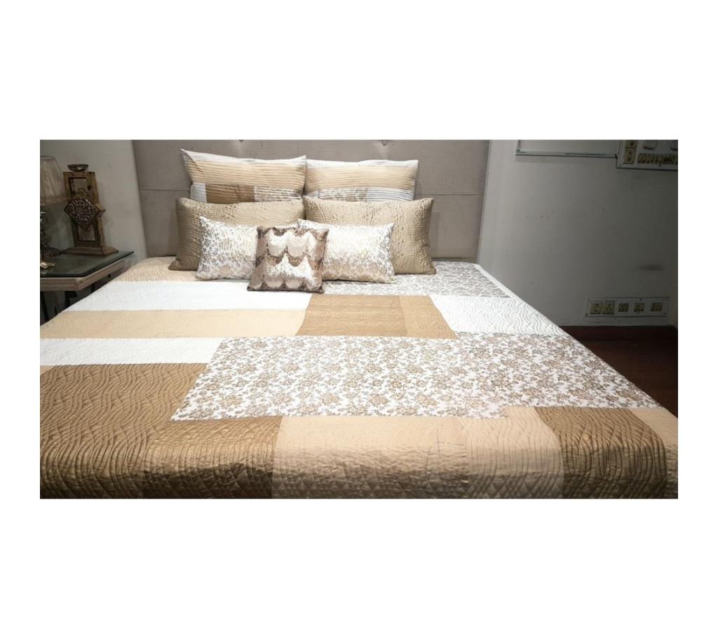 Velvet Gold Foil Cotton Polysilk Bedsheet With 2 Cushions by Ivoryniche বাংলাদেশ - 742682