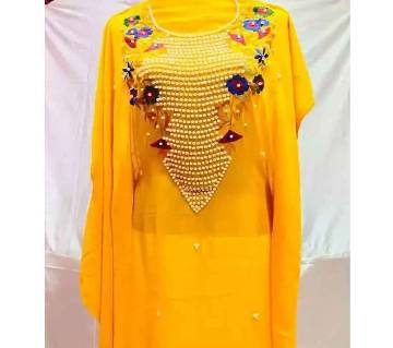 Unstitched embroidery karcupi work yellow Color kameez for Women (1 piece)