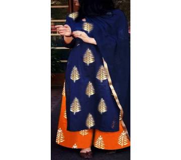 Un-stitched block printed cotton salwar kameez