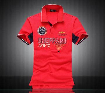 gents half sleeve cotton polo shirt red 