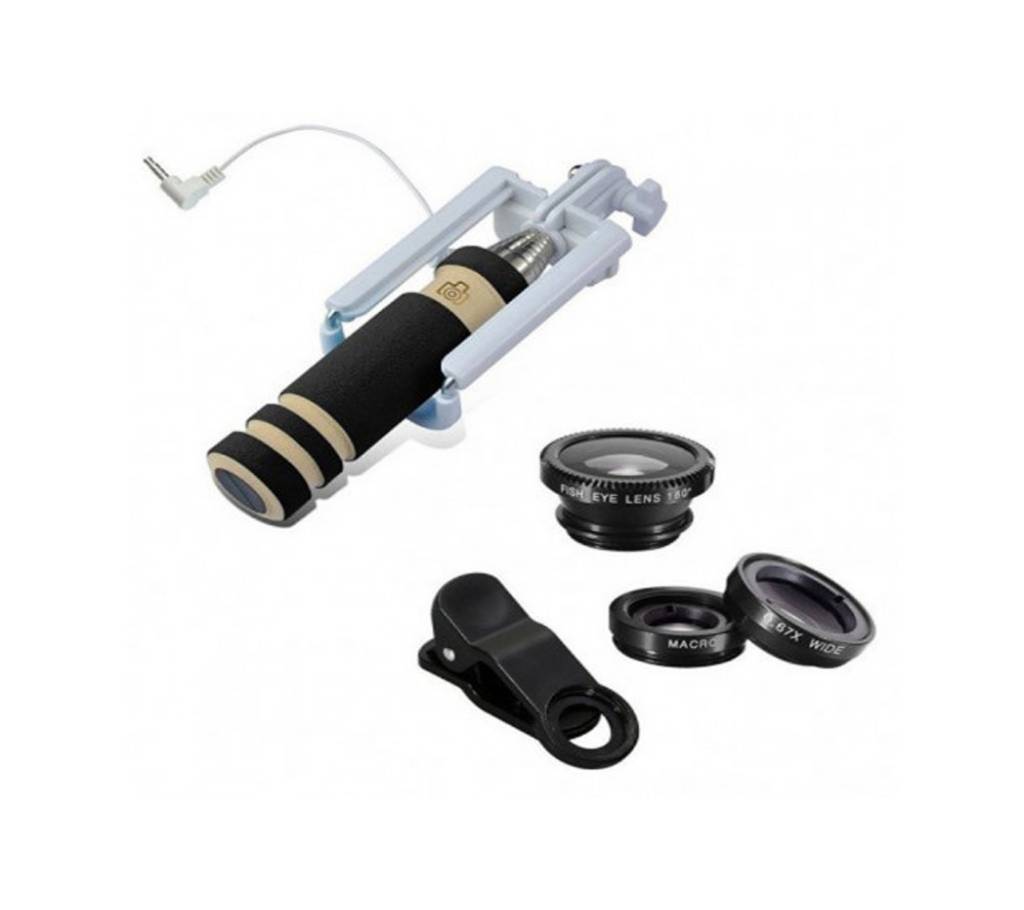 Universal Clip Lens & Selfie Stick Combo Pack বাংলাদেশ - 685048