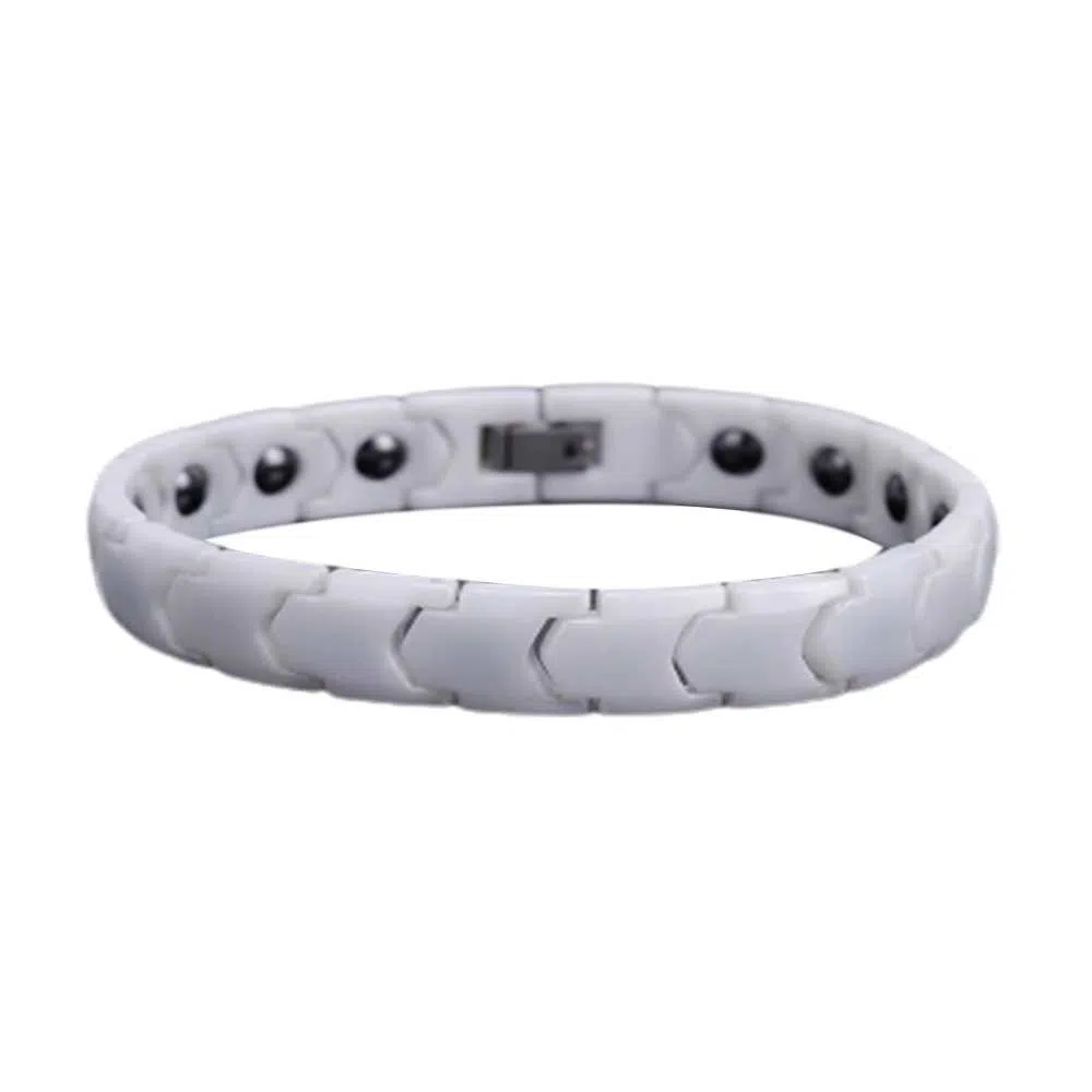  White Zirconia Ceramic Link Bracelet With Magnets care of health 