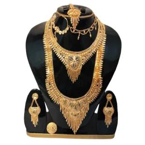 Gold Plated Long Chain Locket Necklace Earring Women Wedding Jewelry Chain locket earrings Set Bride Gifts Crystal Earring Necklace