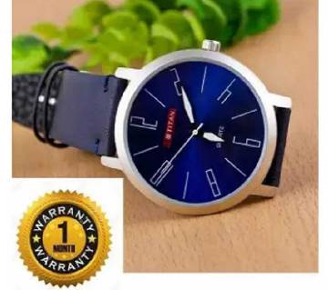 PU Leather Analog Watch For Men-Blue