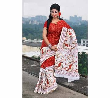 Screen printed cotton sharee