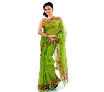 Silk applique sharee
