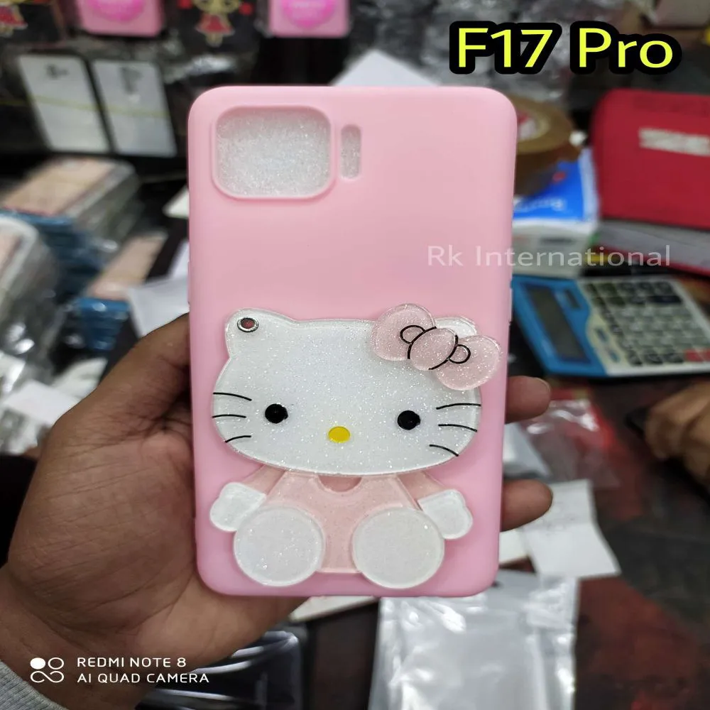 Custom Cute Cartoon Make Up Mirror Soft Tpu Hello Kitty Back Cover For Oppo F17 Pro
