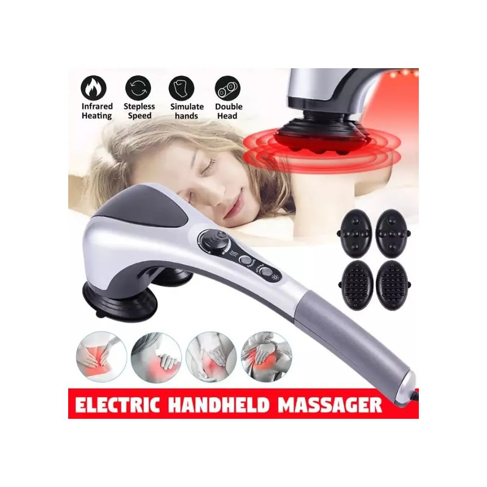 Double Head Full Body Massager Machine Variable Speed Far Infrared Handheld Body Massager Hammer