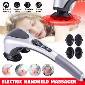 Double Head Full Body Massager Machine Variable Speed Far Infrared Handheld Body Massager Hammer