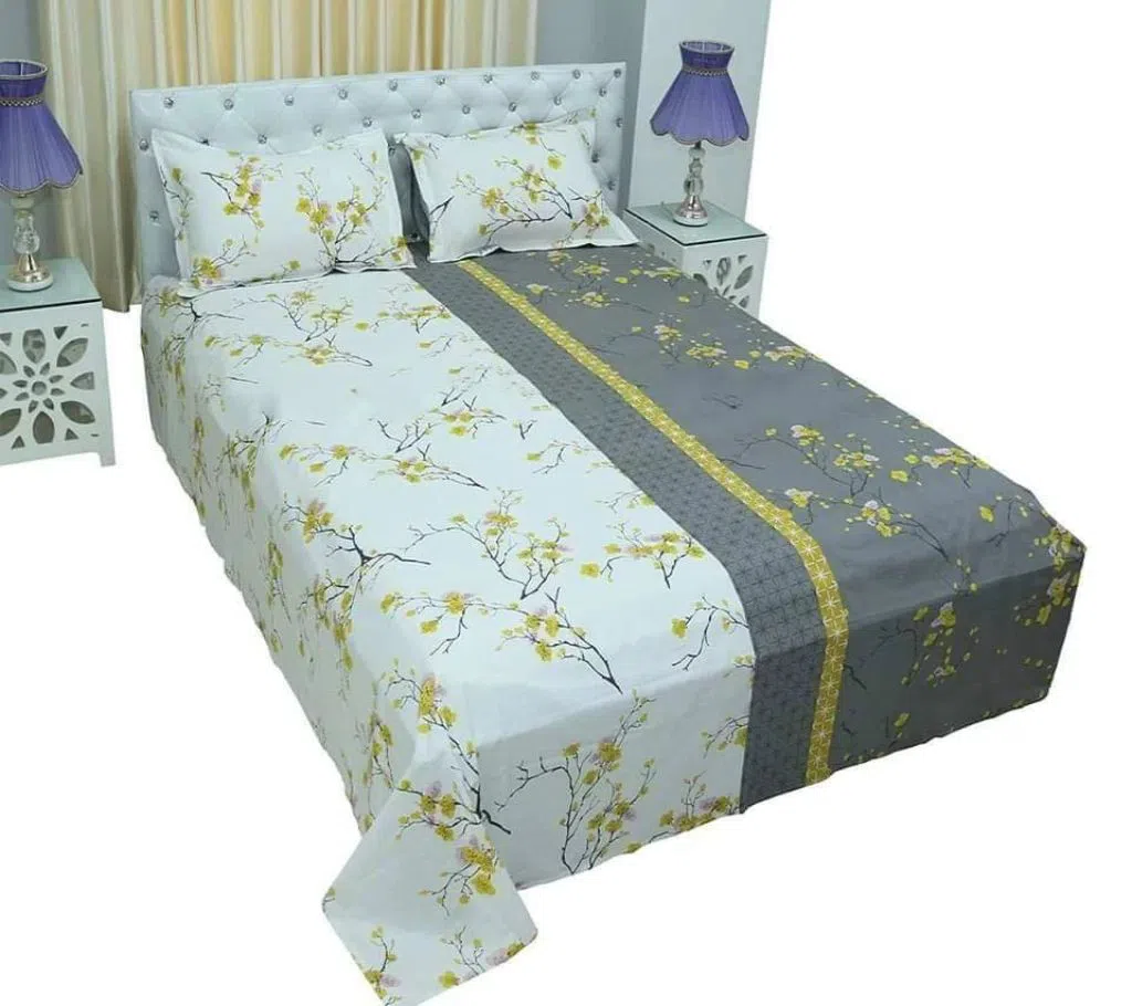 Double Size Cotton Bed Sheet With Pillow Cover Set