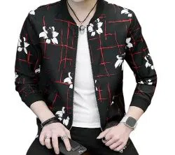 FULL S-LEEVE GENTS CASUAL JAKET black red 
