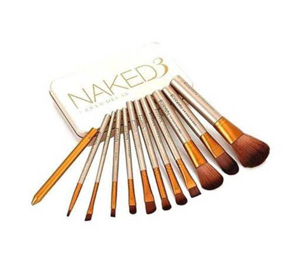 Naked 3 Makeup Brushes - 12 Pcs - Gold P বাংলাদেশ - 612211