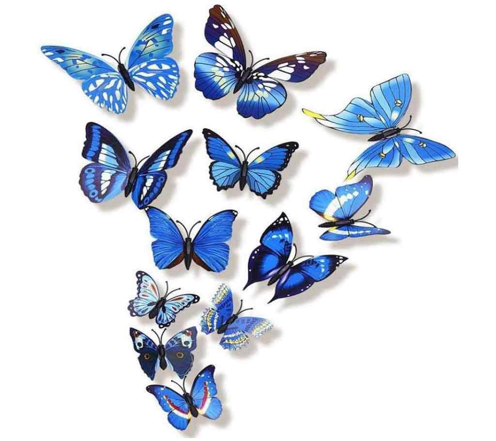 12 Pcs 3D Double Wings Butterfly ওয়াল স্টিকার বাংলাদেশ - 791998