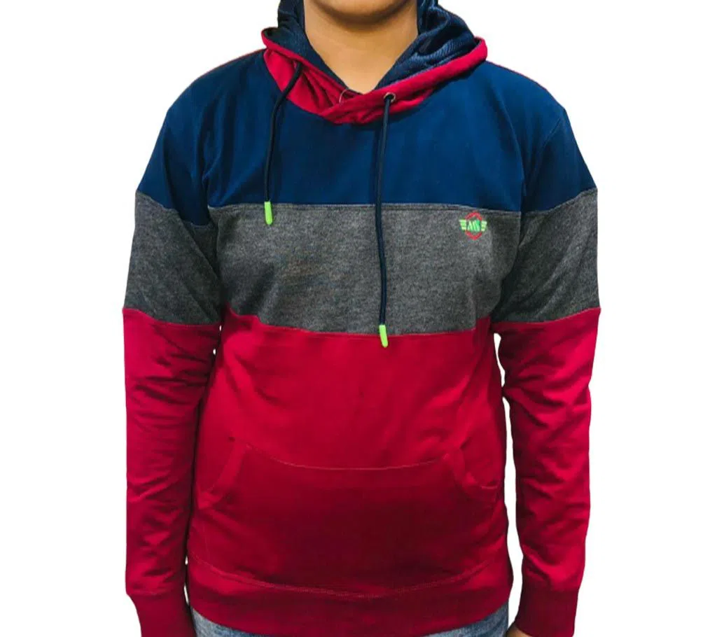 Winter Hoodie For men -blue ash red 