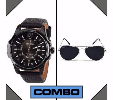 Ray Ban Sunglasses+Curren Wrist Watch Combo Offer 