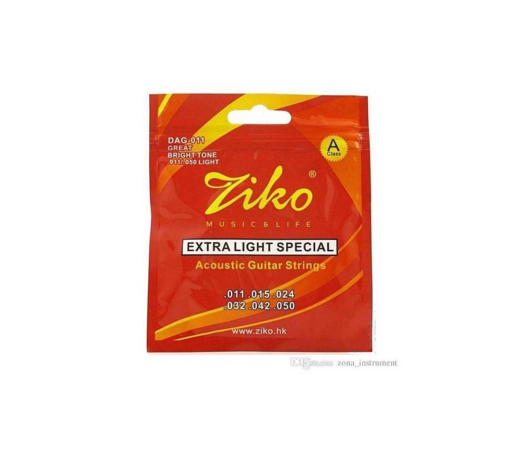 Ziko Custom Light একুয়েস্টিক গিটার স্ট্রিং ১ সেট DAG-011(6 Strings) বাংলাদেশ - 826465