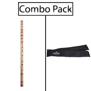 Combo of Scal C-8 Bamboo Flute and Flute Bag - Wooden