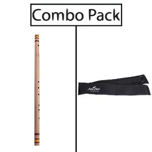 Combo of Scal D-9.5 Bamboo Flute and Flute Bag - Wooden
