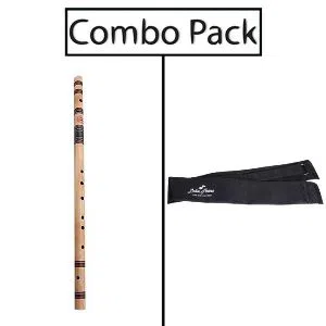 Combo of Scal D-9.5 Bamboo Flute and Flute Bag - Wooden