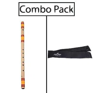 Combo of Bamboo Flute and Flute Bag - Natural Bamboo