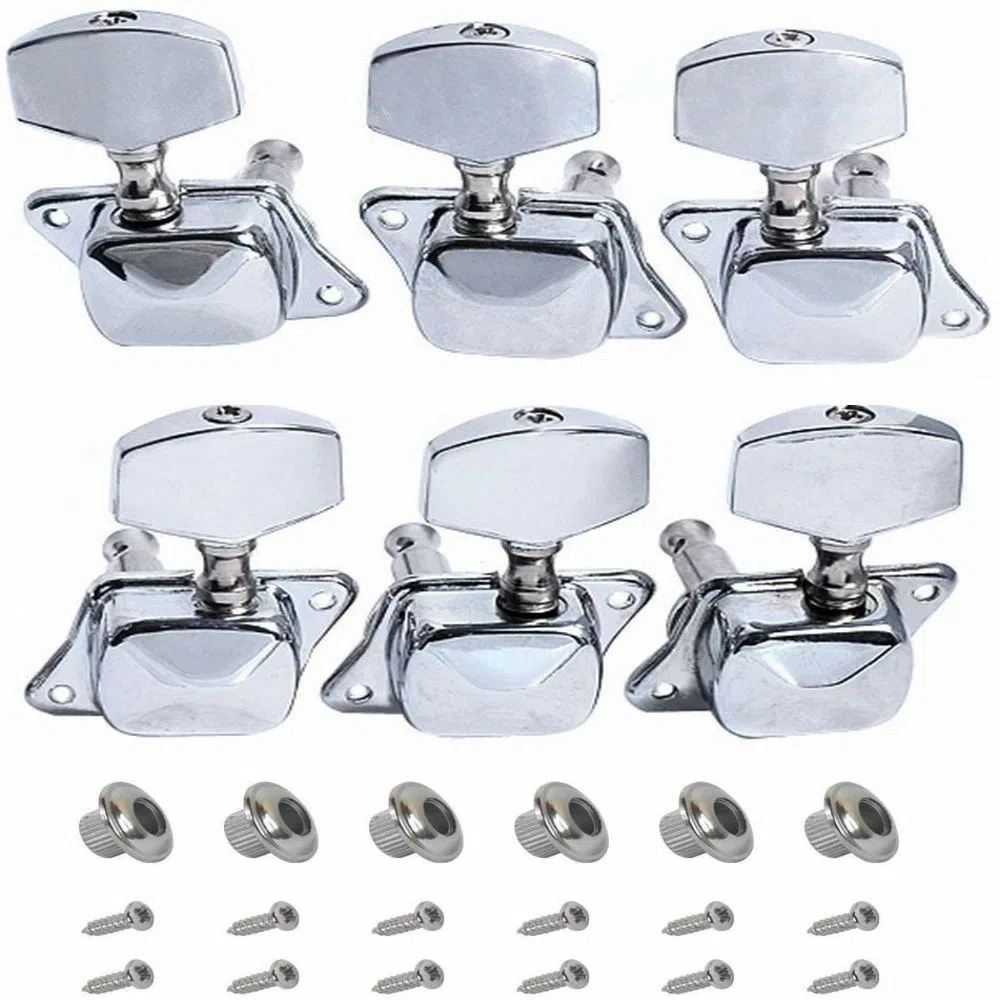 Tuning Peg Silver for Acoustic Guitar Parts Tuners Keys 3R+3L(6 PCS)