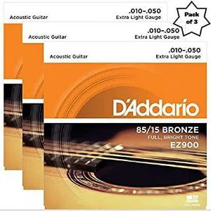 Bronze Great American Extra Light Acoustic Guitar Strings (Pack Of 3)