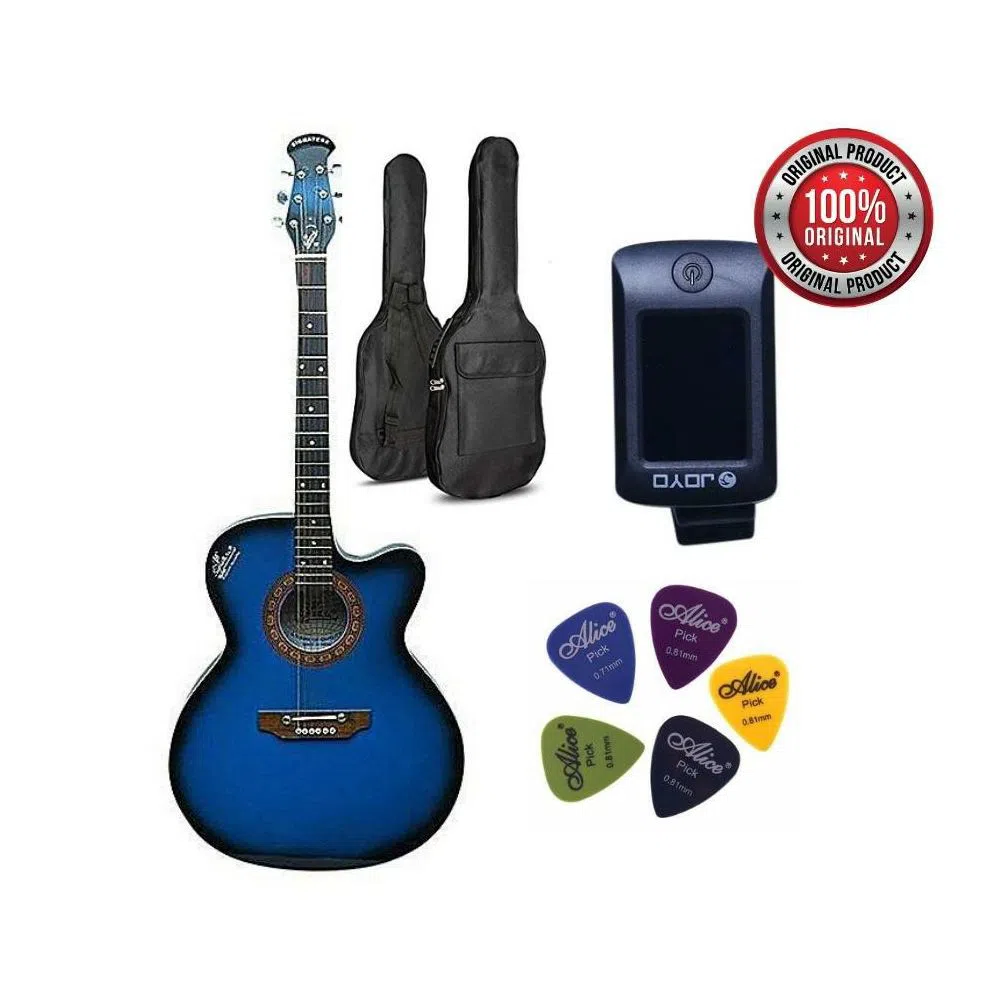 Combo Offer Signature Pure Blue Acoustic Semi-Electric Guitar