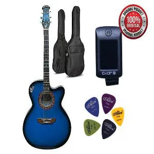 Combo Offer Signature Pure Blue Acoustic Semi-Electric Guitar