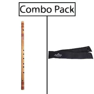 Combo of Scal G-12.5 Bamboo Flute and Flute Bag - Wooden