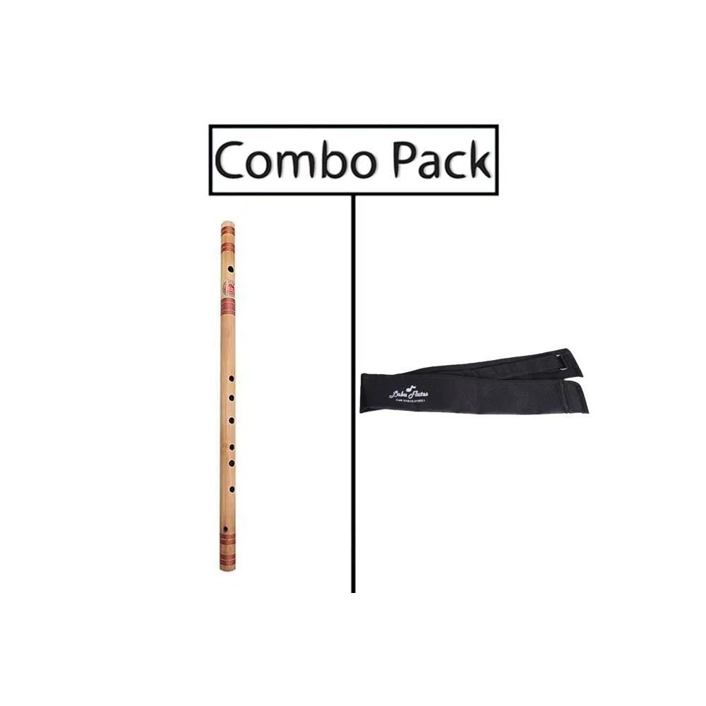Combo of Scal G-12 Bamboo Flute and Flute Bag - Wooden